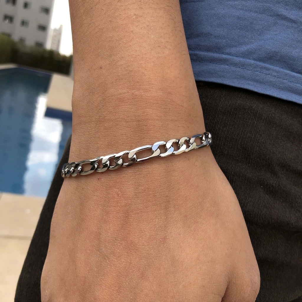 Pulseira Masculina Fígaro Prata 6mm
