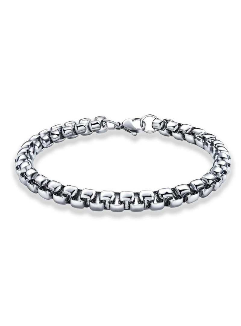 Pulseira Masculina Veneziana Aço Inoxidável 316L Prata 5mm