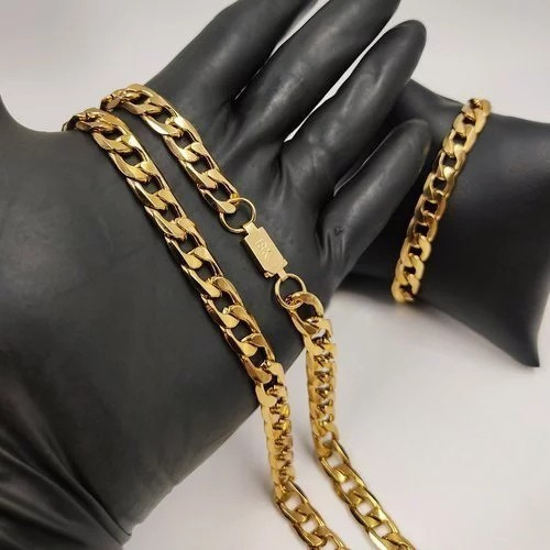 Conjunto Corrente e Pulseira Moeda Antiga Ouro 18K