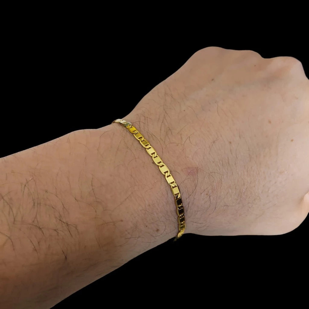 Conjunto Corrente e Pulseira Piastrine Ouro 18K com Pingente Cruz